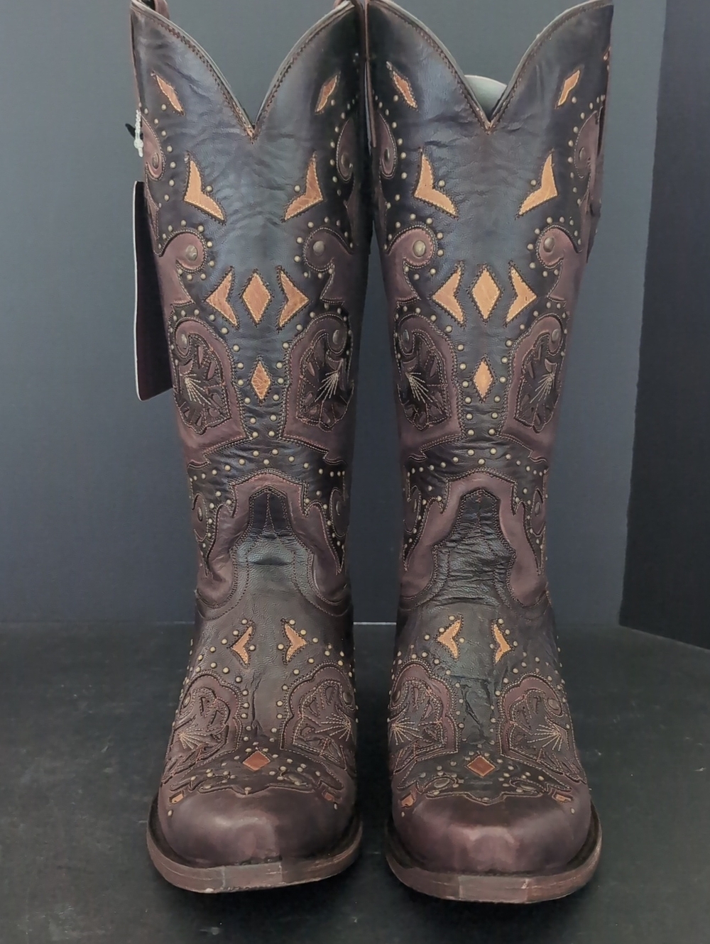 NWT,Lucchese Fiona Woman's Dark Brown Genuine Leather Cowgirl Boots.